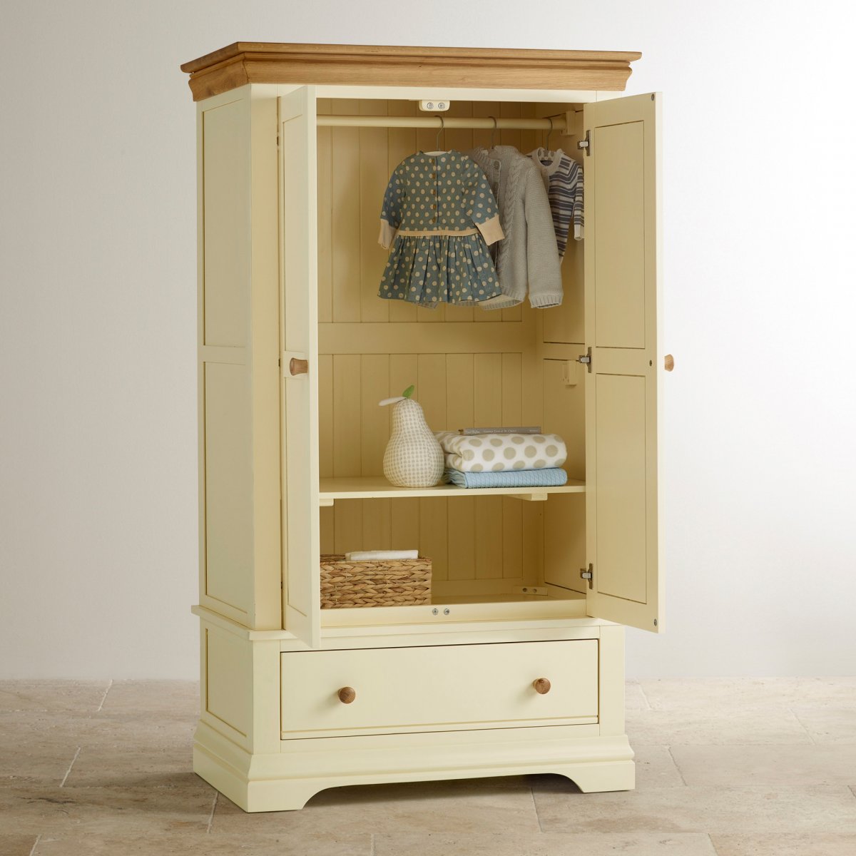 Country Cottage Nursery Wardrobe in Cream Painted Oak