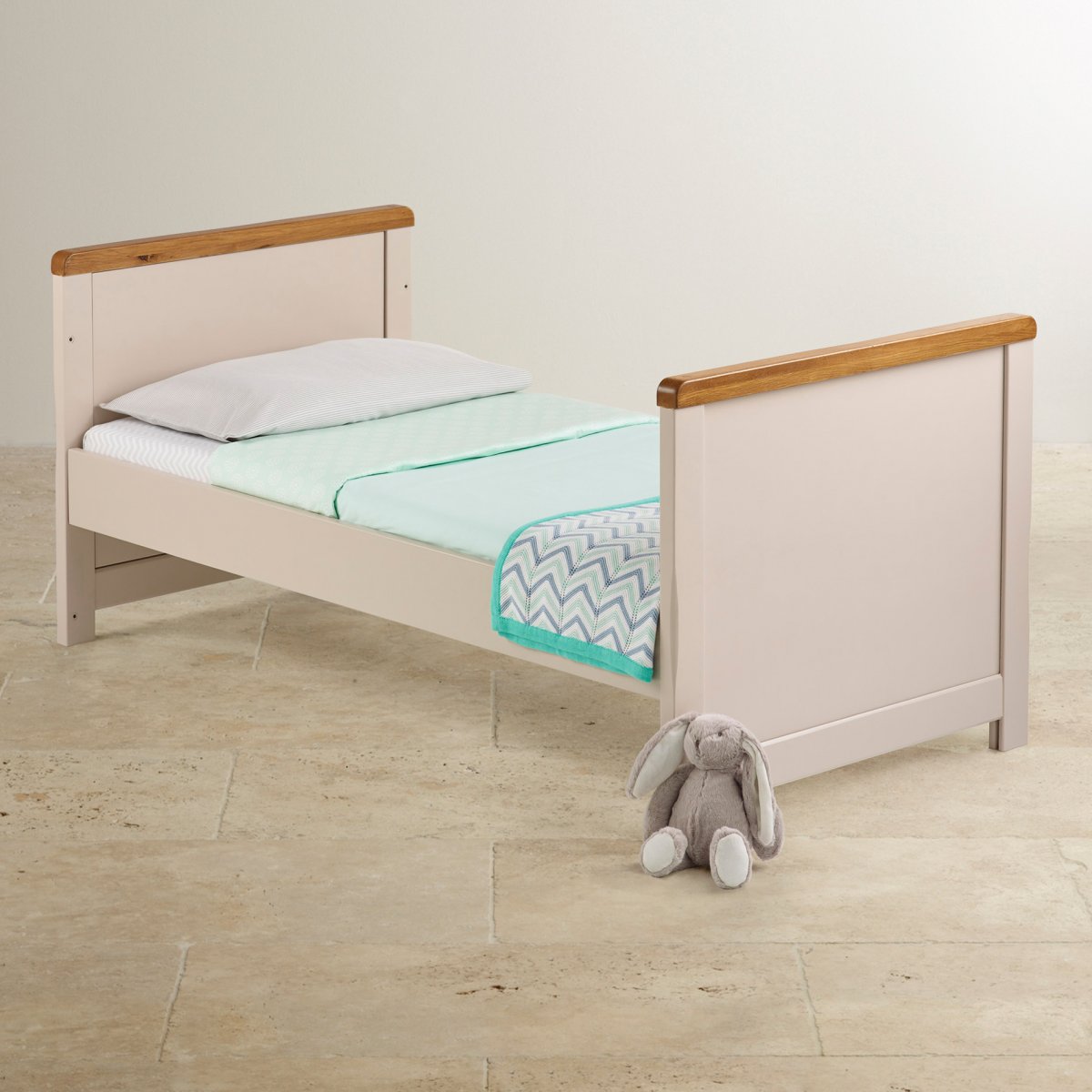 Daisy Painted Cot Bed in Rustic Solid Oak Oak Furniture Land