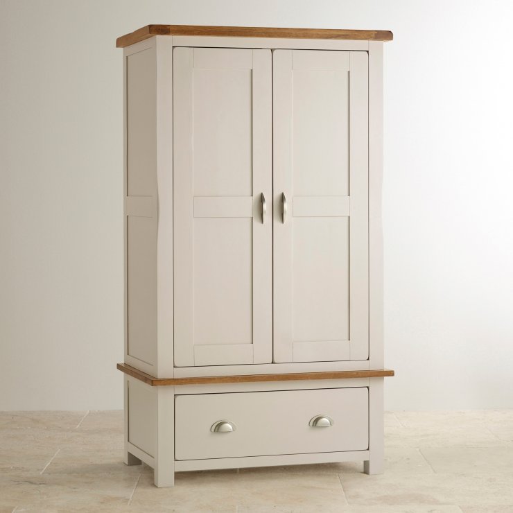 Daisy Painted Nursery Wardrobe in Rustic Solid Oak