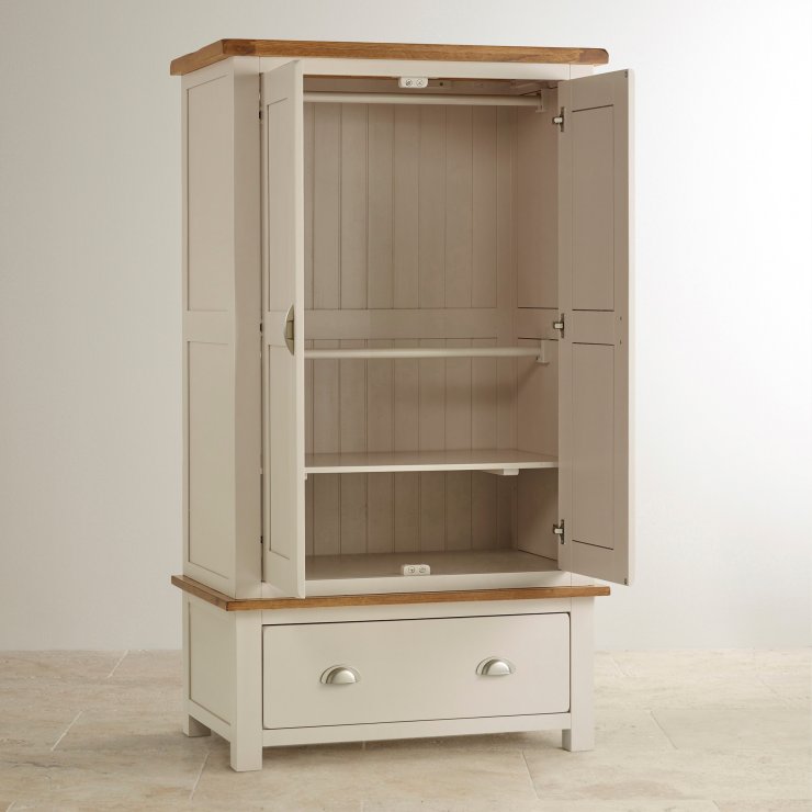 Daisy Painted Nursery Wardrobe in Rustic Solid Oak