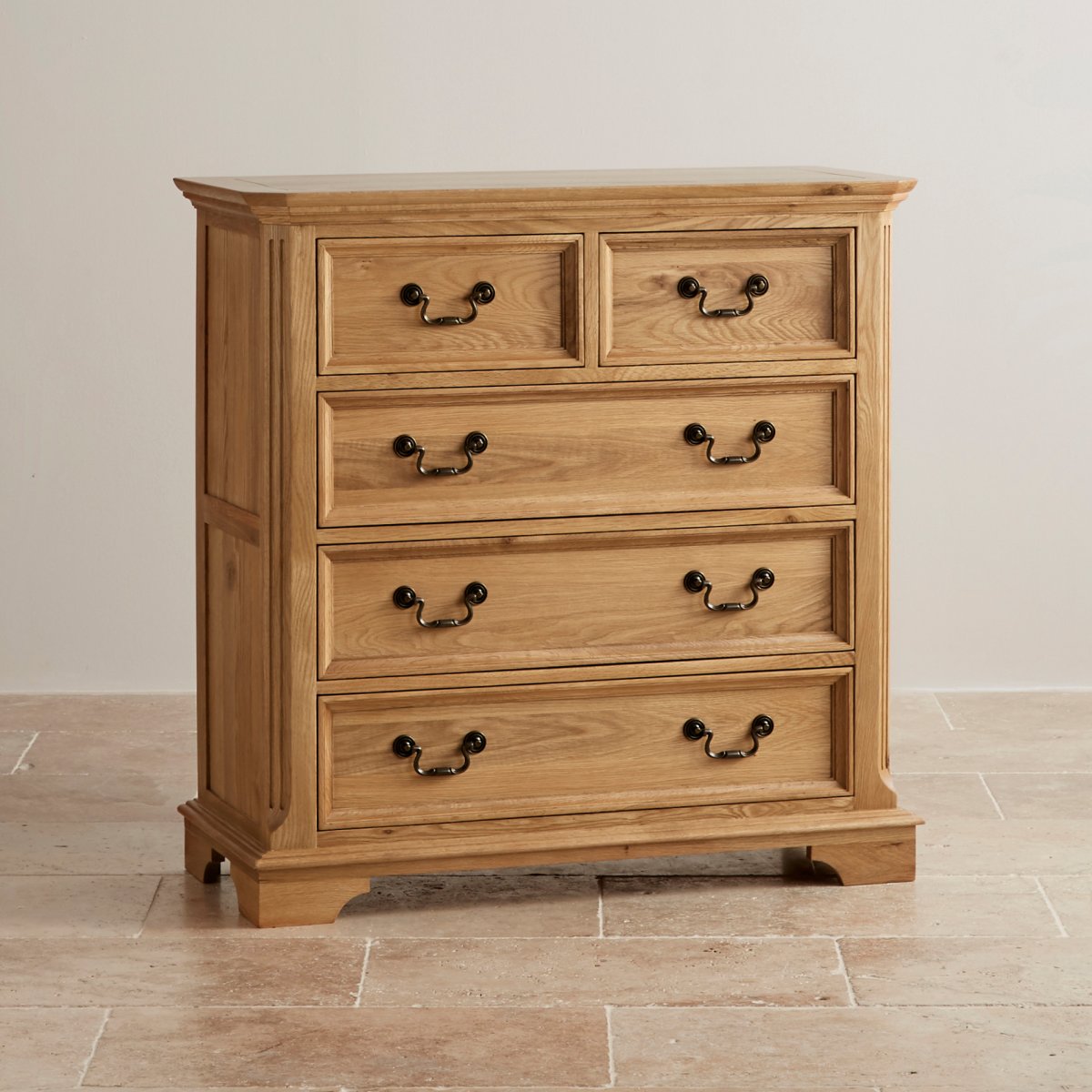 Edinburgh Natural Solid Oak 3 + 2 Chest of Drawers