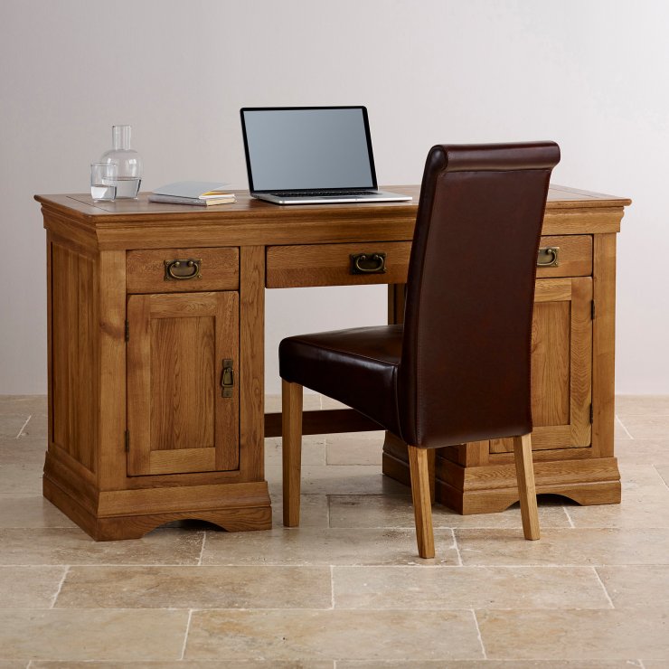 French Farmhouse Computer Desk Solid Oak Oak Furniture Land