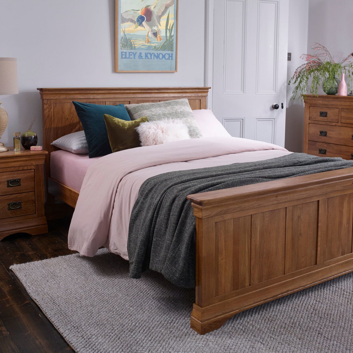 French Farmhouse Double Bed Solid Oak Oak Furniture Land