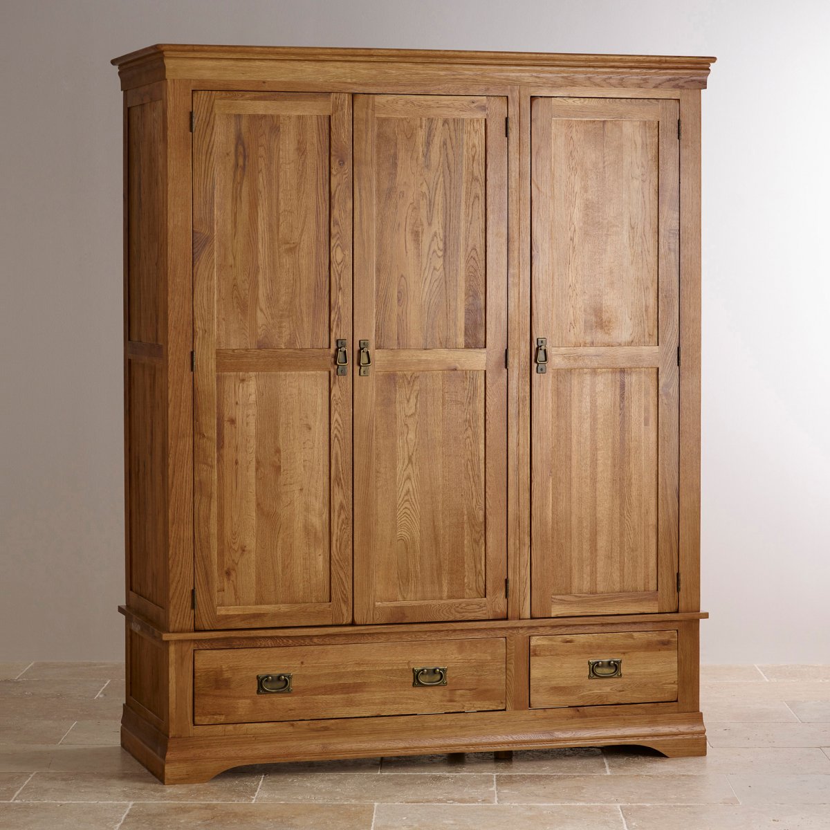 French Farmhouse Triple Wardrobe Solid Oak Oak Furniture Land