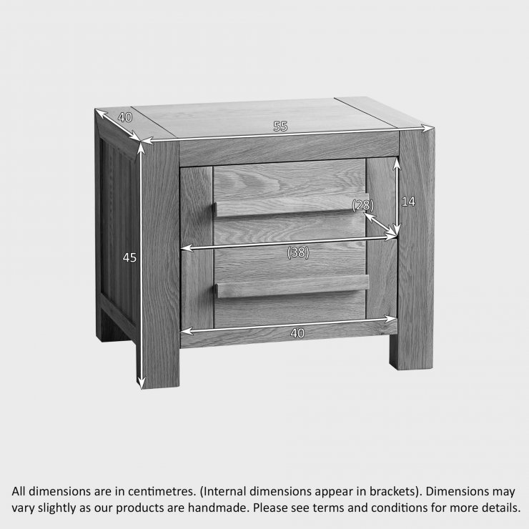Fresco 2 Drawer Bedside Table in Solid Oak Oak Furniture Land