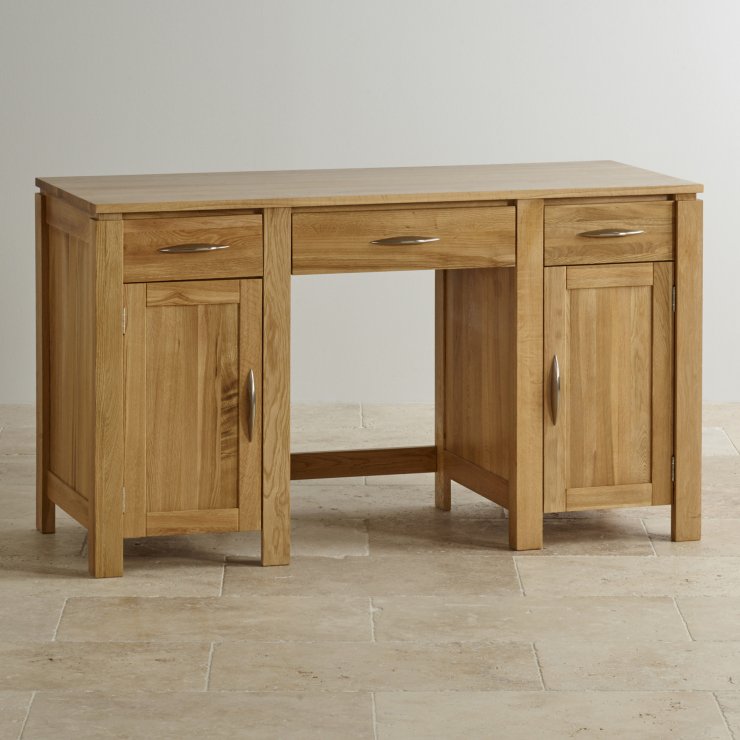 Galway Large Computer Desk in Solid Oak Oak Furniture Land