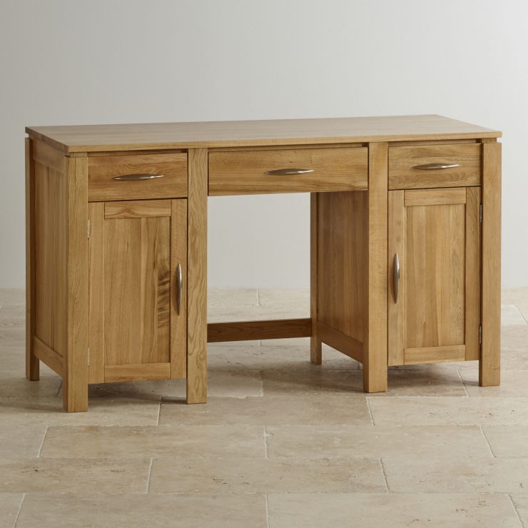 Galway Large Computer Desk in Solid Oak Oak Furniture Land