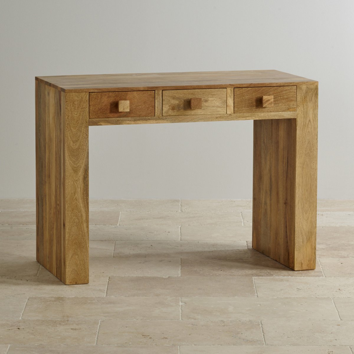 Mantis Light Computer Desk in Solid Mango Oak Furniture Land