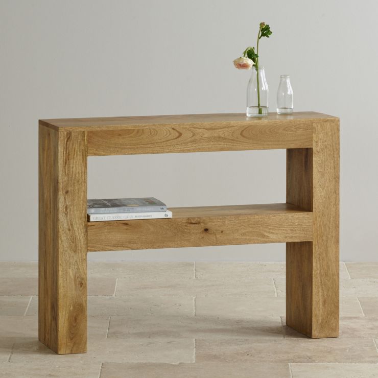 Mantis Light Console Table in Solid Mango Oak Furniture Land