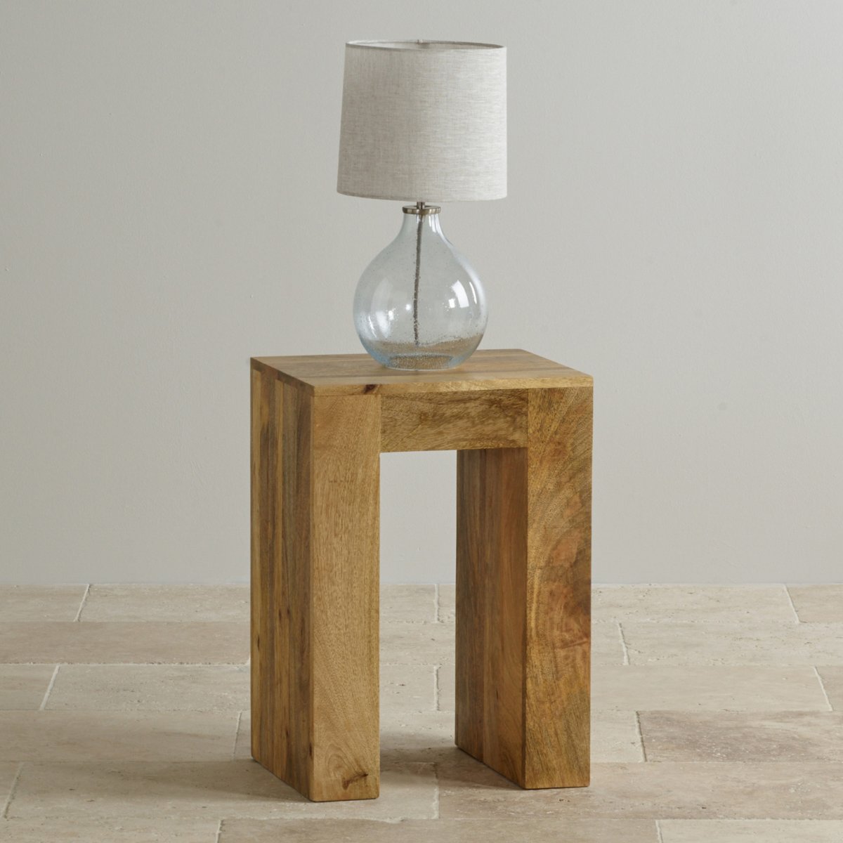 Mantis Light Natural Solid Mango Lamp Table by Oak Furniture Land