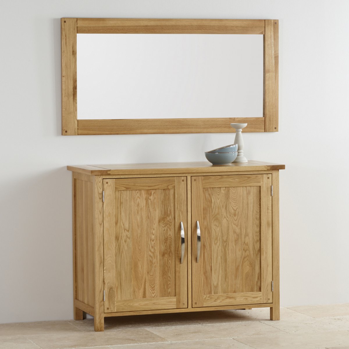 Newark Natural Solid Oak Wall Mirror by Oak Furniture Land