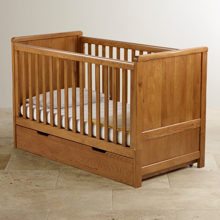 Original Rustic Under Cot Bed Storage Oak Furniture Land