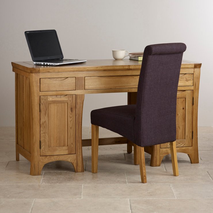 Orrick Computer Desk Rustic Solid Oak Oak Furniture Land