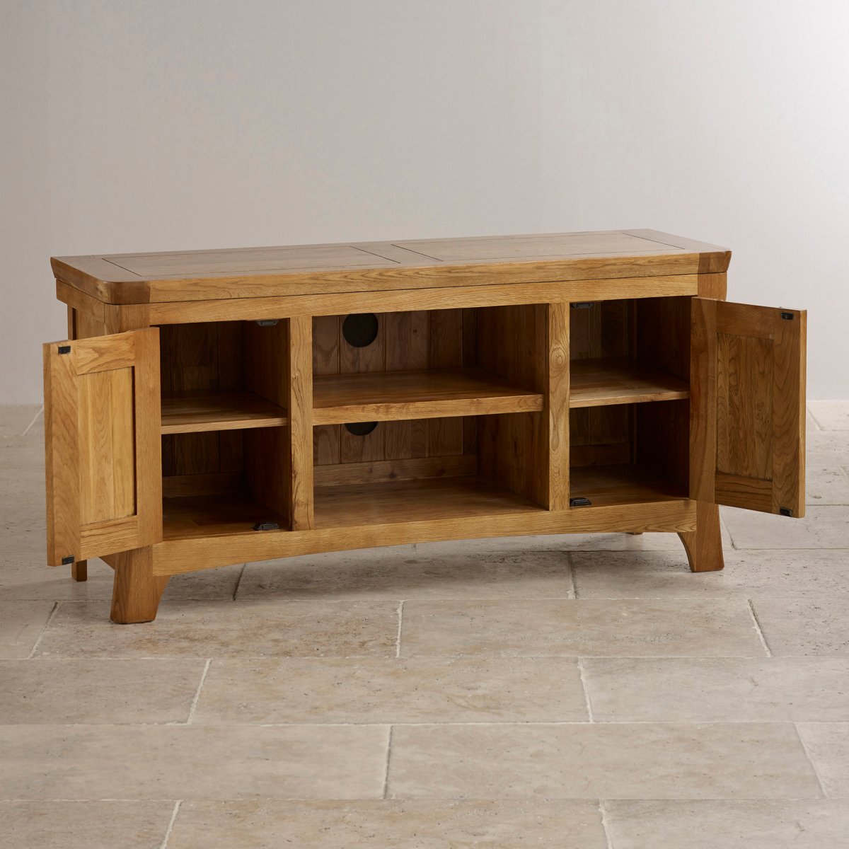 Orrick Wide TV in Rustic Solid Oak Oak Furniture Land