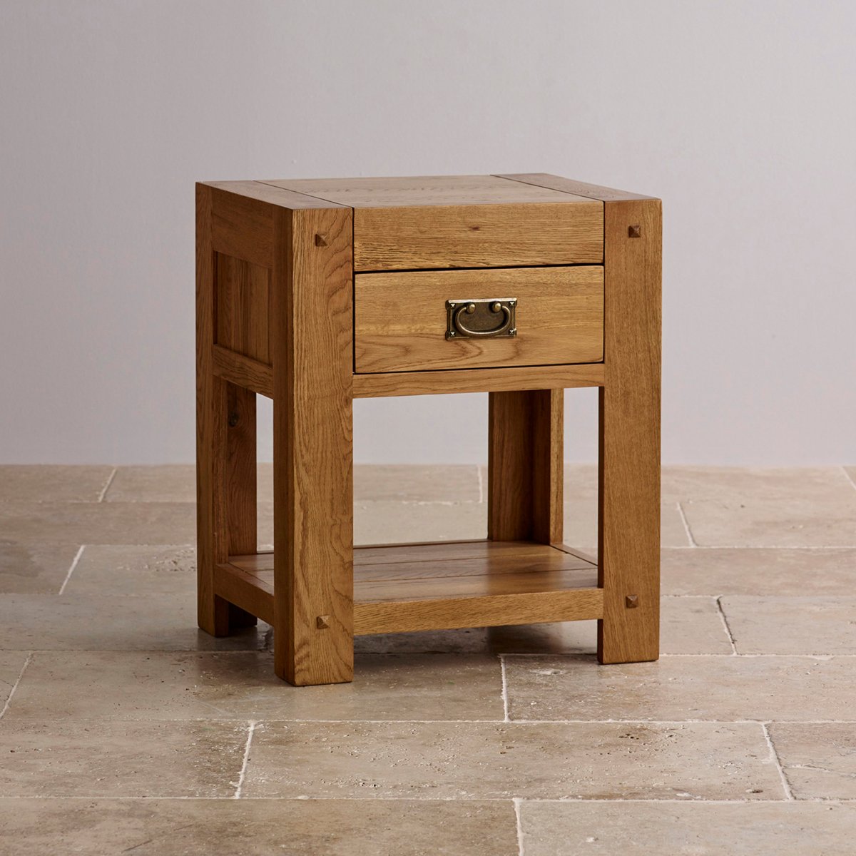 Quercus 1 Drawer Bedside Table Rustic Solid Oak