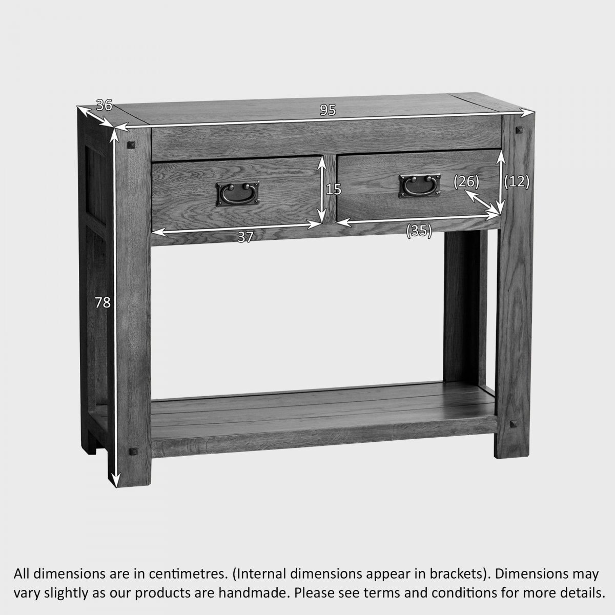 Quercus Console Table in Rustic Solid Oak Oak Furniture Land