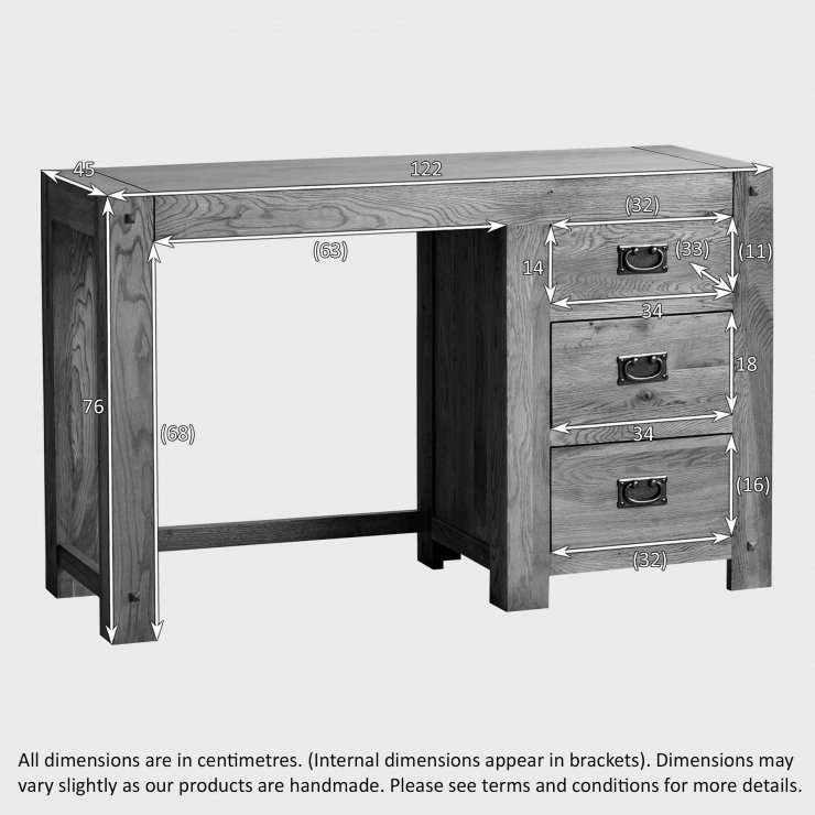 Quercus Dressing Table in Rustic Solid Oak Oak Furniture Land