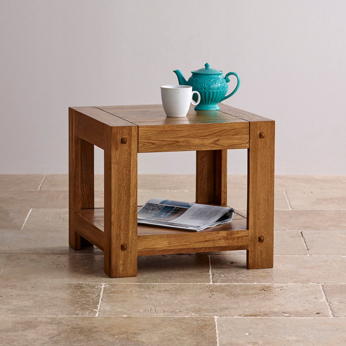 Quercus Side Table Rustic Solid Oak Oak Furniture Land