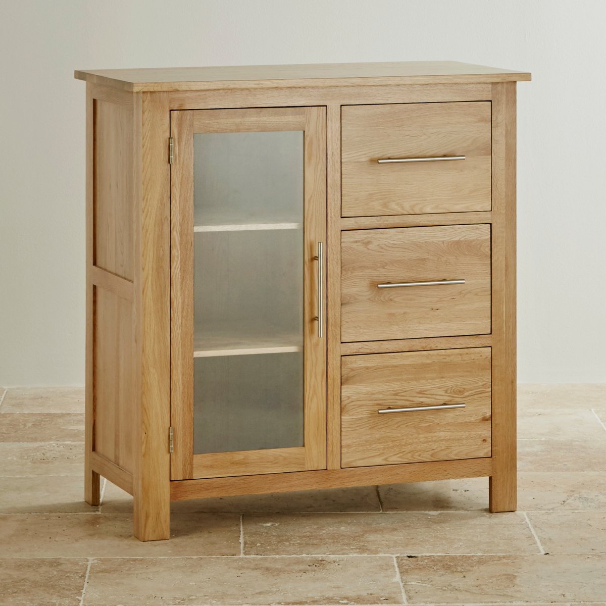 Rivermead Glazed Media in Solid Oak Oak Furniture Land