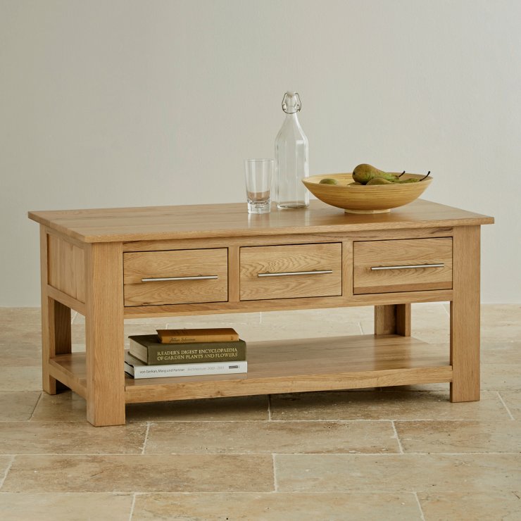 Rivermead 6 Drawer Coffee Table in Natural Solid Oak