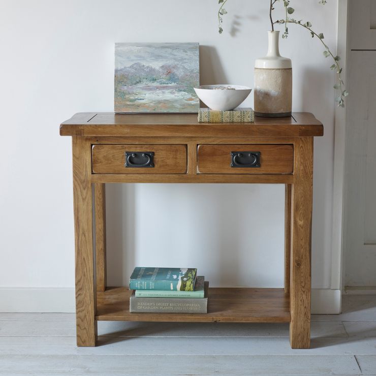 Rustic Console Table in Solid Oak Oak Furnitureland