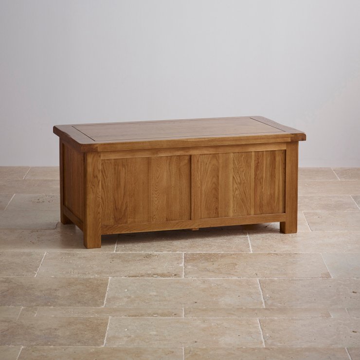 Original Rustic Blanket Box in Solid Oak Oak Furniture Land