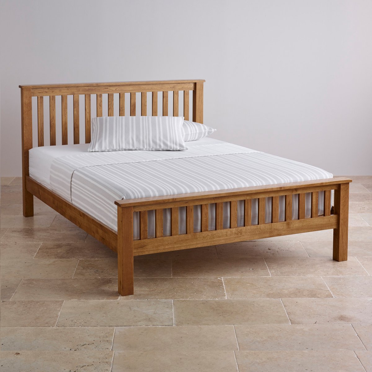 Original Rustic Double Bed in Solid Oak Oak Furniture Land
