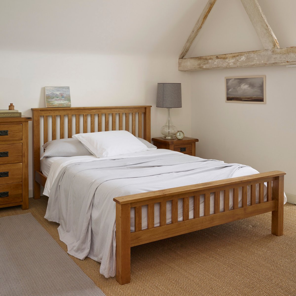 Original Rustic Double Bed in Solid Oak Oak Furniture Land