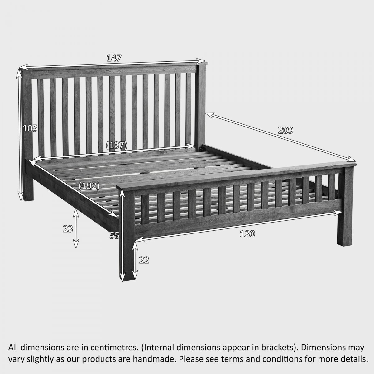 Original Rustic Double Bed in Solid Oak Oak Furniture Land