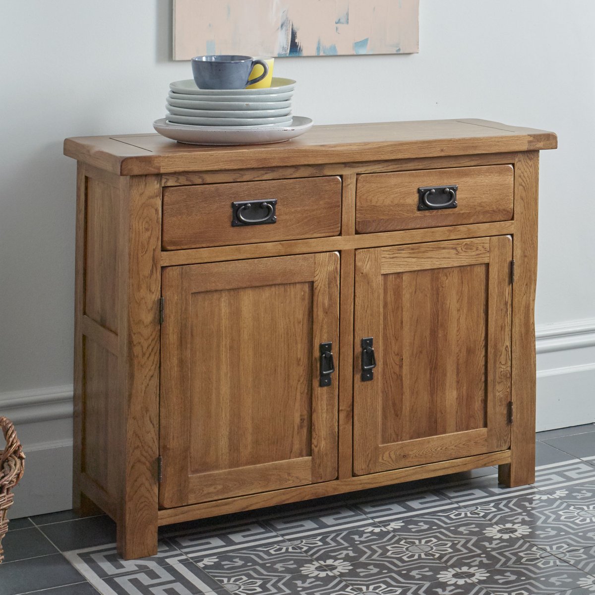 Original Rustic Solid Oak Small Sideboard Oak Furniture Land