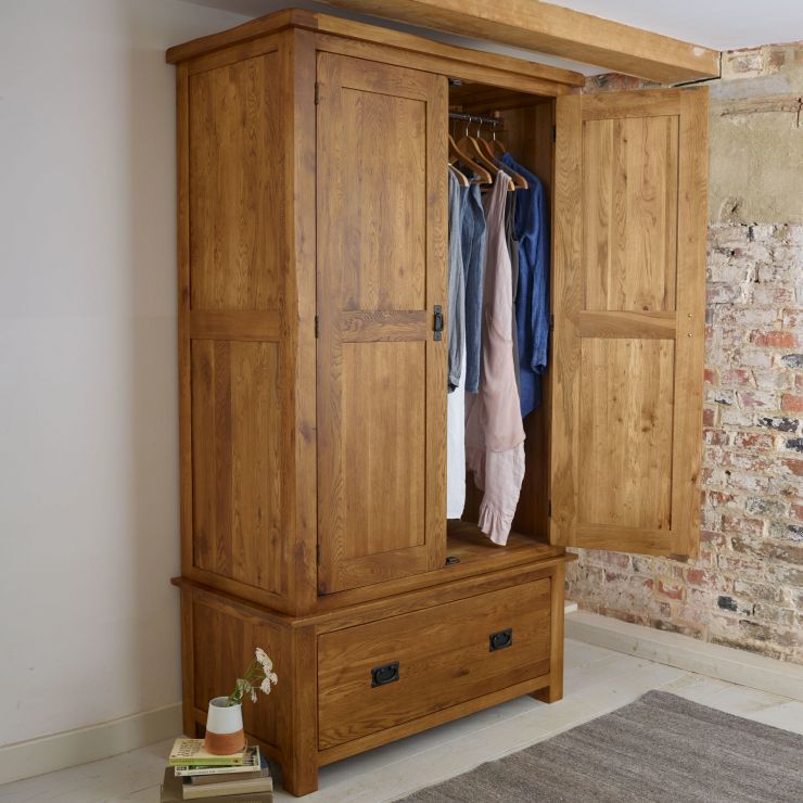 Rustic Wardrobe in Solid Oak Original Rustic Oak Furnitureland