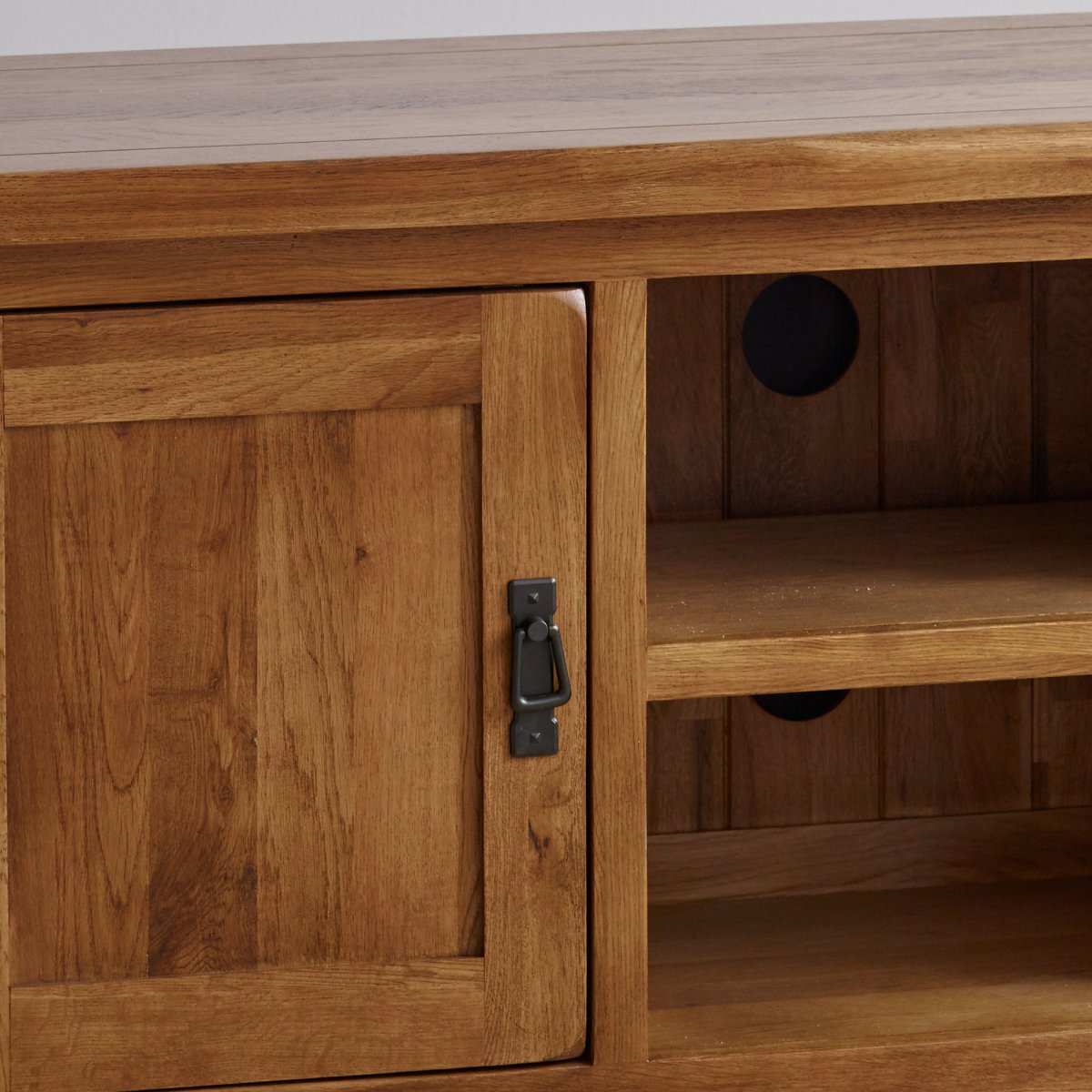 Original Rustic Wide TV in Solid Oak Oak Furniture Land