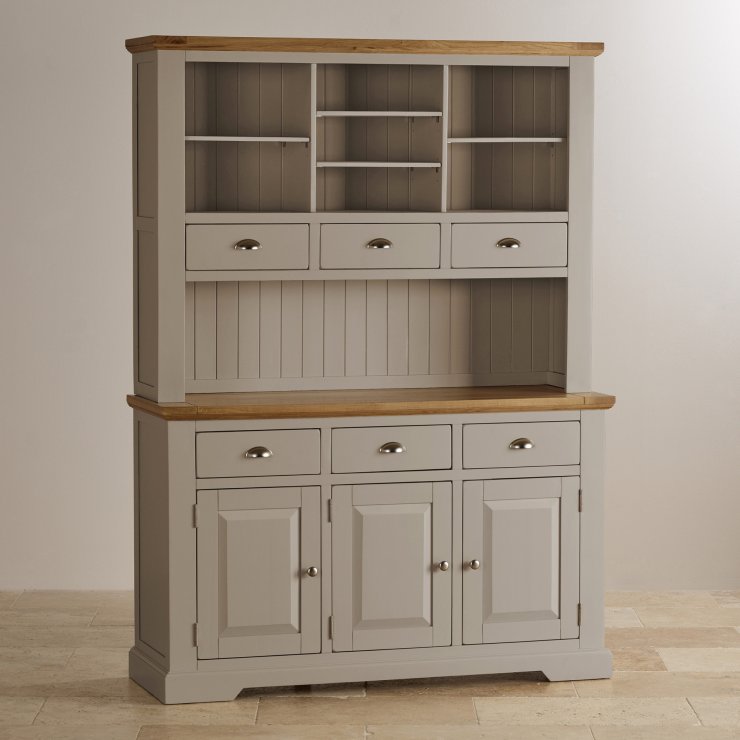 Natural oak and light grey painted large dresser.