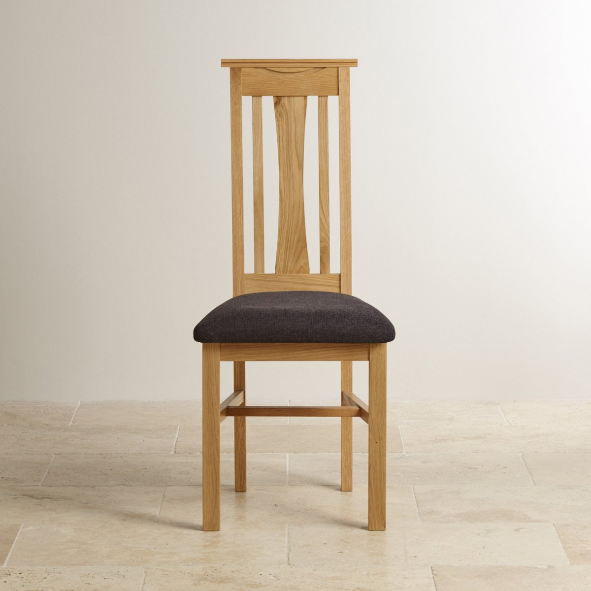 Tokyo Natural Solid Oak Dining Chair - Plain Black Fabric