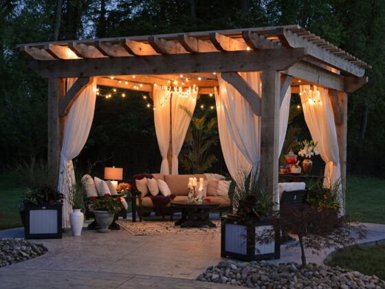garden pergola seating area