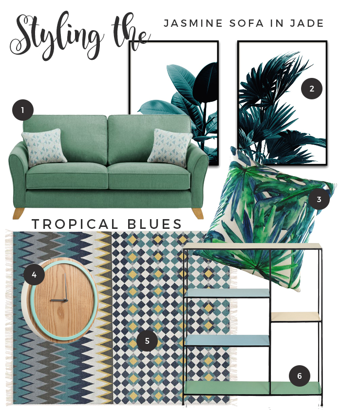 How to Style the Jasmine Range sofa Jade - Tropical Blues