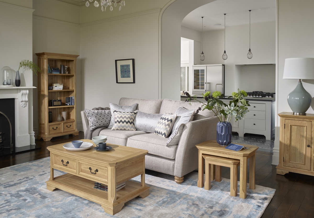 oak furniture in living room