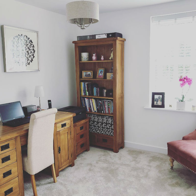 rustic oak matching office furniture in minimal study