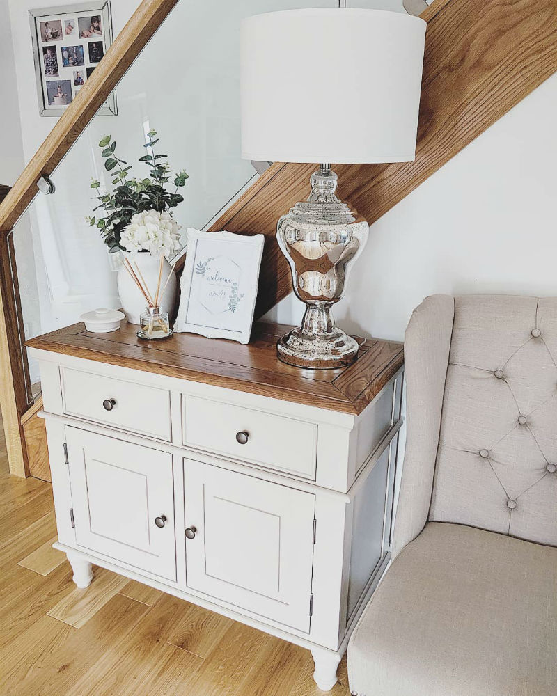 white painted traditional sideboard