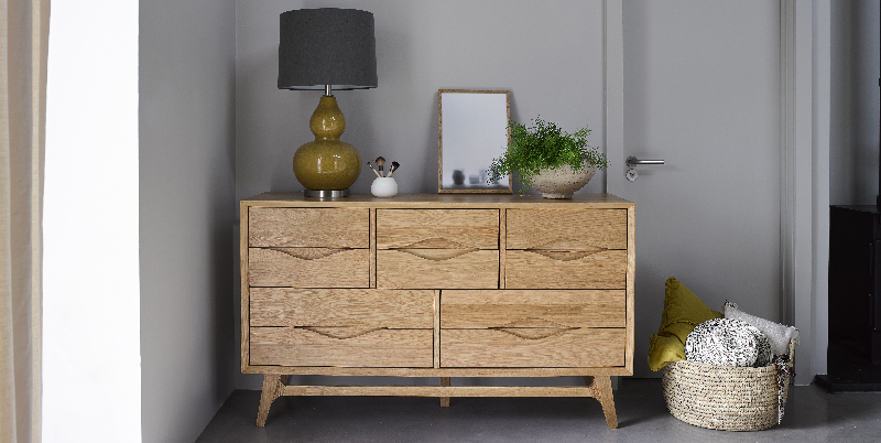 scandinavian style chest of drawers in bedroom