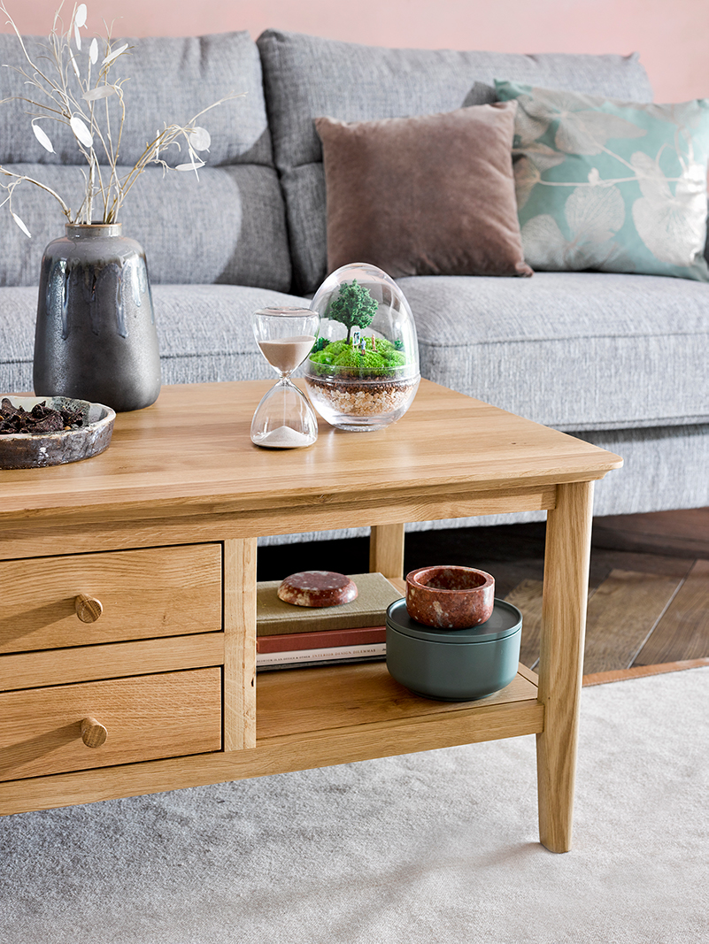 scandinavian style coffee table in modern living room