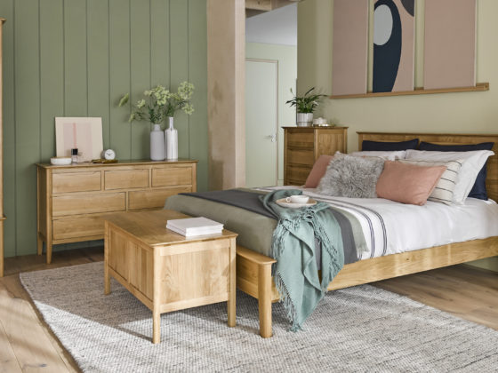 Green and Pink Bedroom with Oak Copenhagen Range