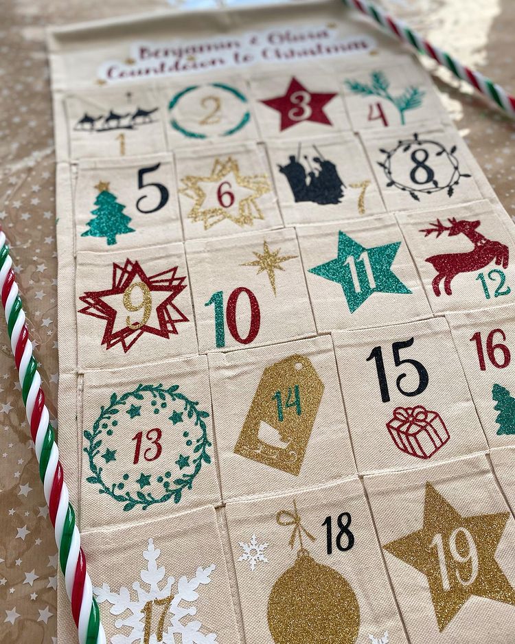 Fabric and printed DIY advent calendar made by The Crafty Olive.