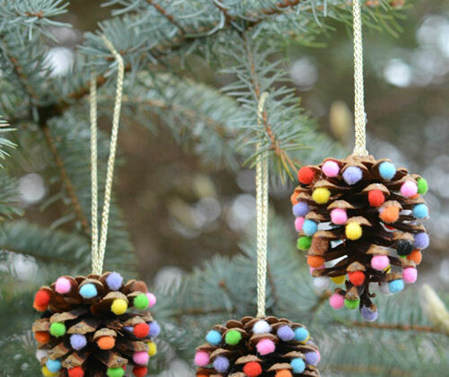 Christmas - Pom poms and pine cones