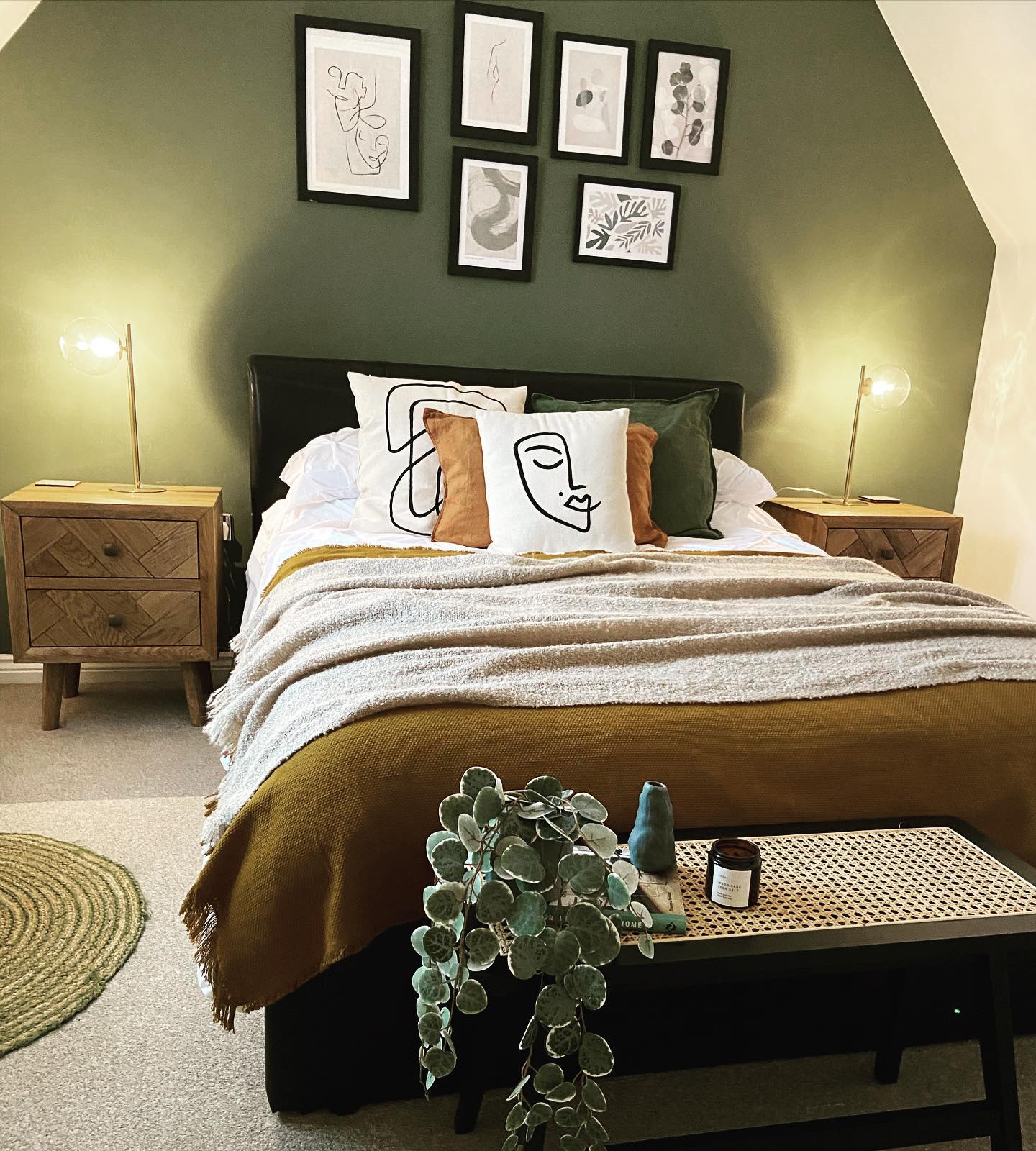 Green earthy bedroom