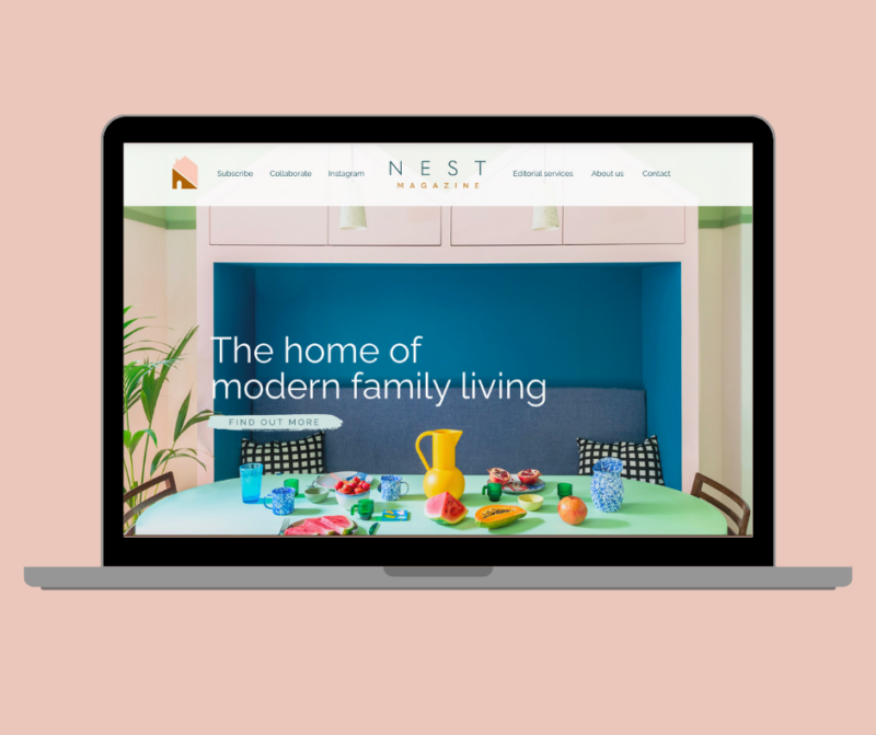 Laptop with Nest Magazine homepage open on the browser.