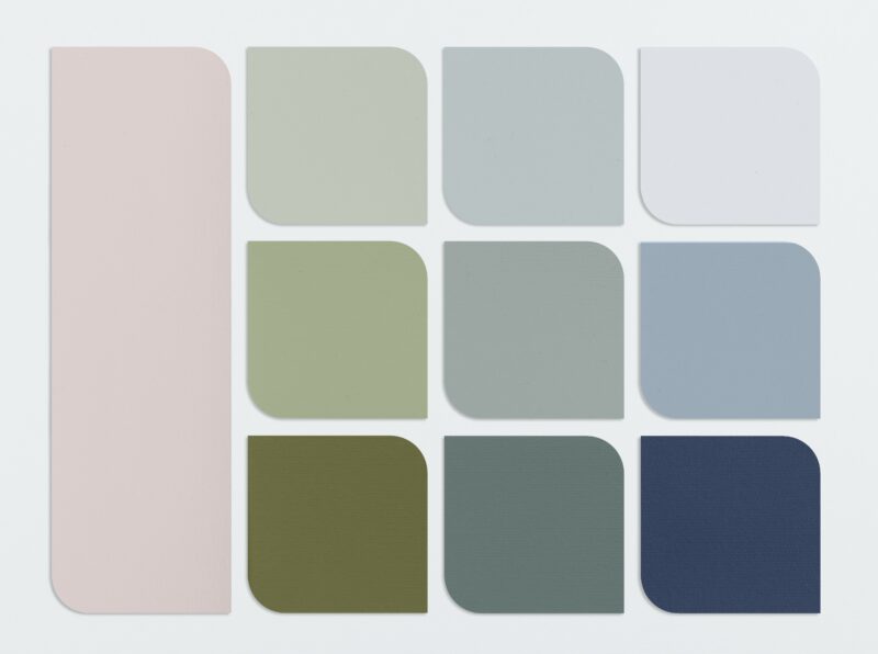 Colour swatches featuring Dulux Colour of the Year 2024, Sweet Embrace, paired with calm colours.