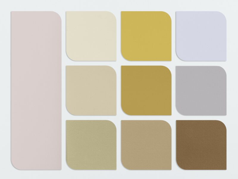 Colour swatches featuring Dulux Colour of the Year 2024, Sweet Embrace, paired with uplifting colours.