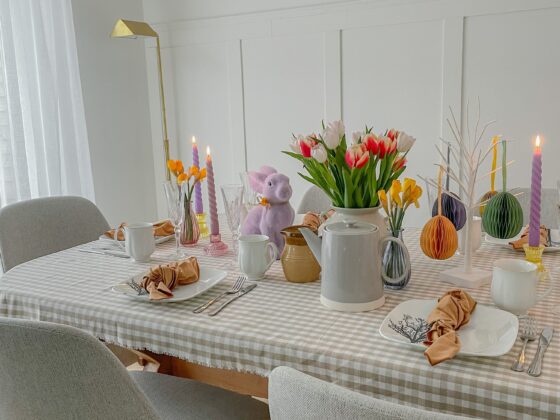 A table with decorations-Easter decor-wooden dining table