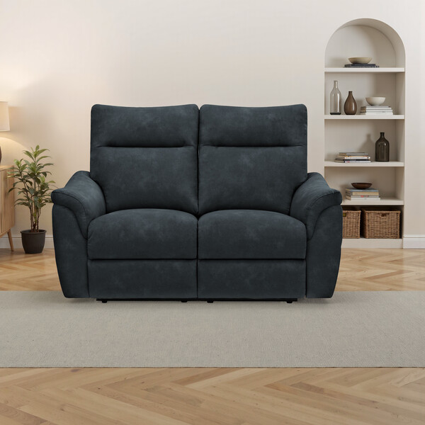 Dexter Shadow Fabric Sofas - 2 Seater Electric Recliner Sofa - Aldo Range - Oak Furnitureland